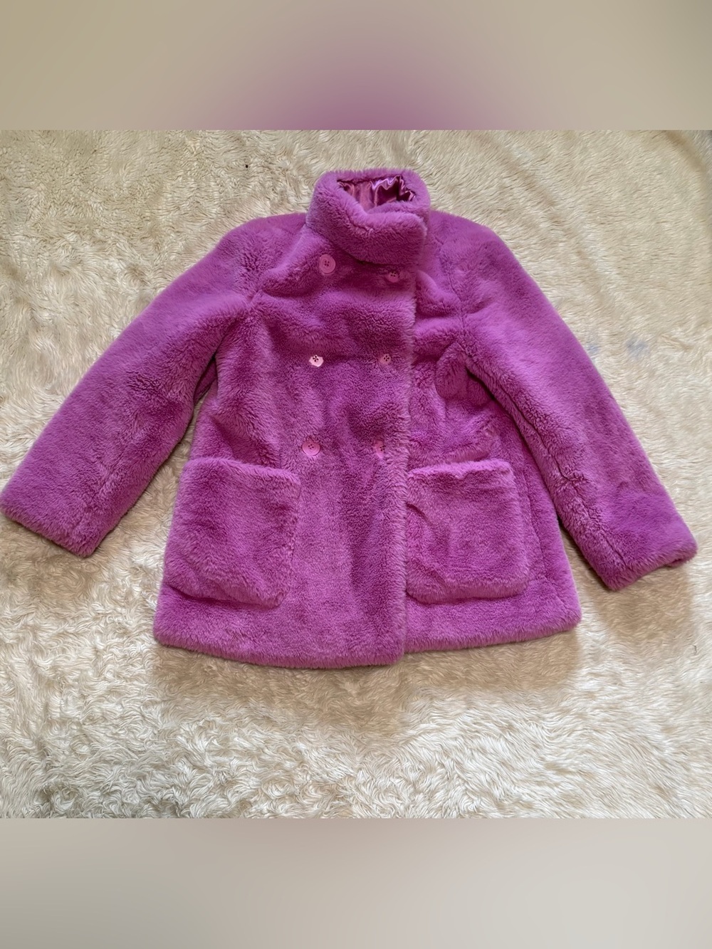 Crewcuts Orchid Faux Fur Peacoat - Size 12